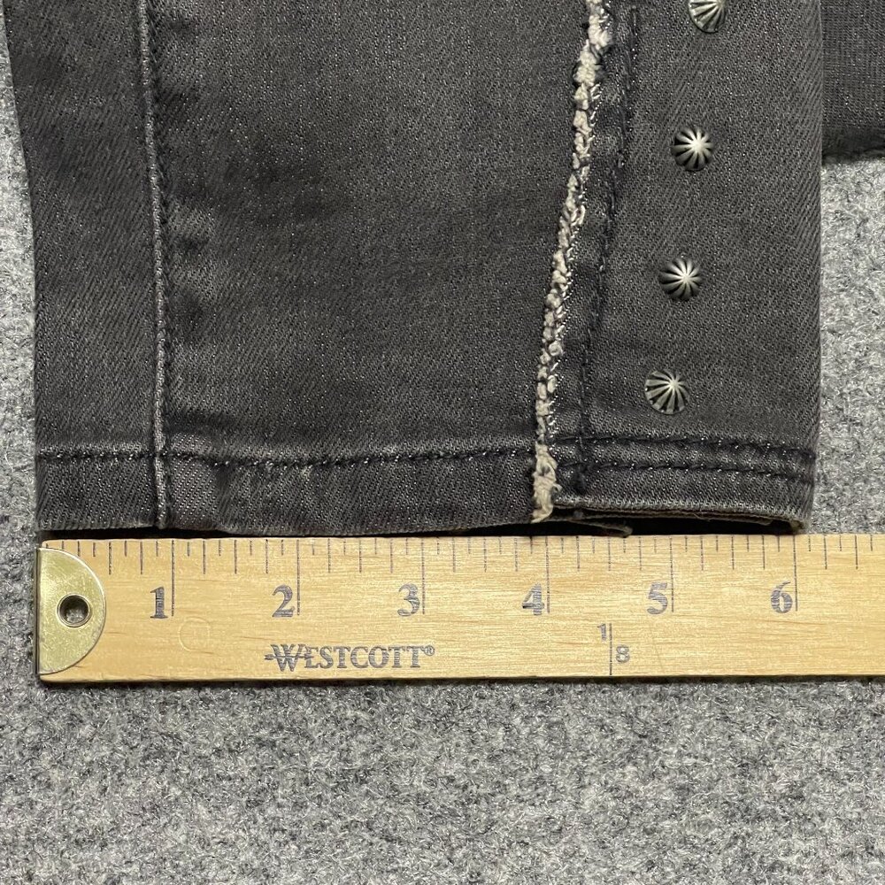 Allen B Schwartz Black Gray Studded Jeans Snap Ankles Rock Moto Size 12 - Picture 8 of 12